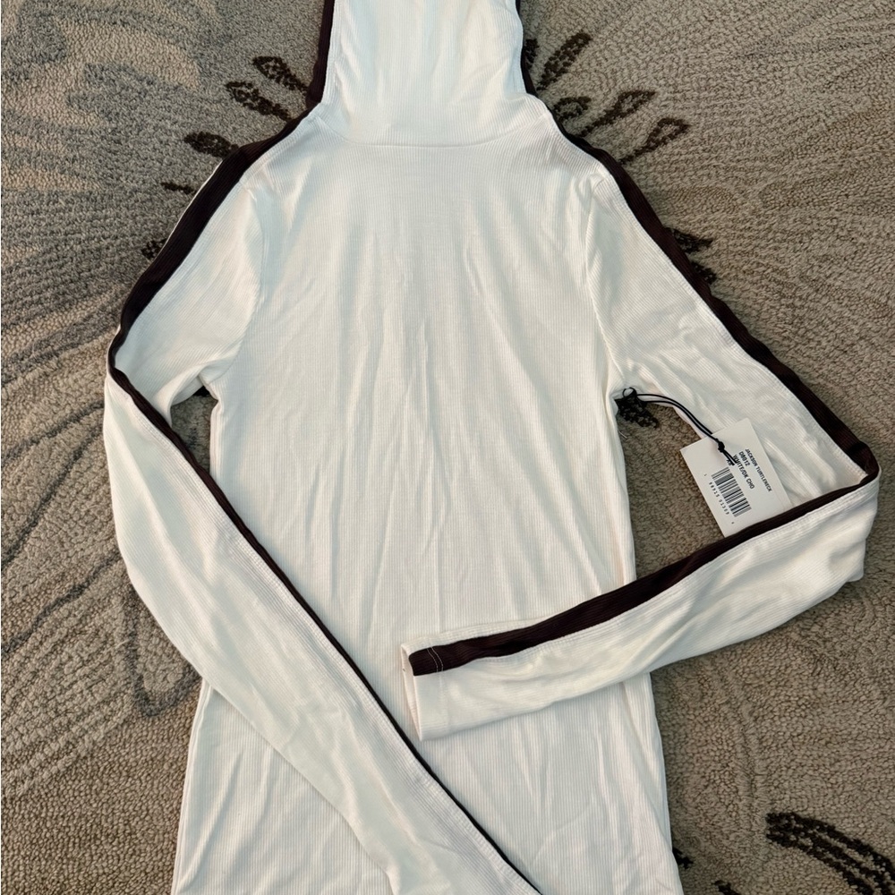 White and Brown Long Sleeve Tee